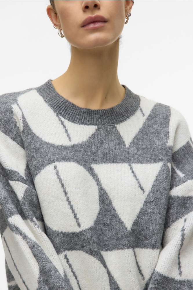 VMLOVE LS O-NECK PULLOVER BOO 10331432 MEDIUM GREY/BIRCH